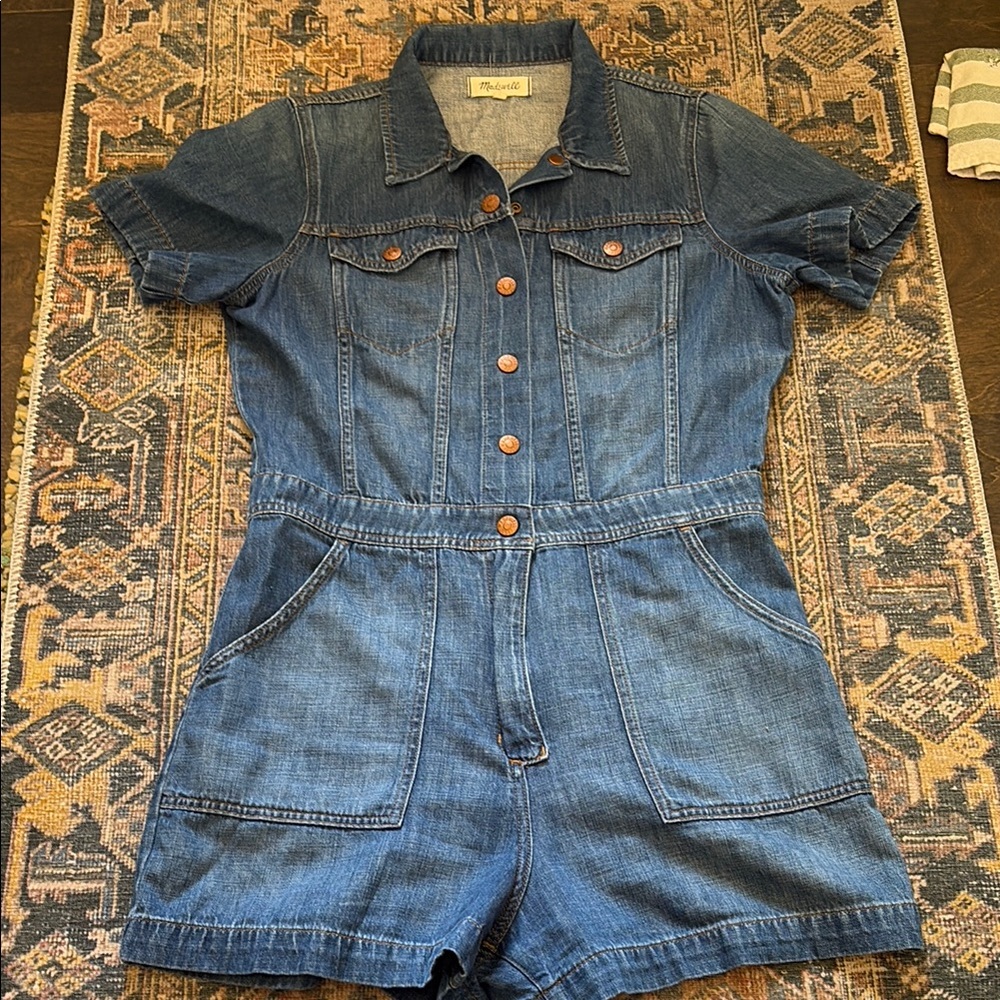 Madewell Blue Jean Shorts Romper